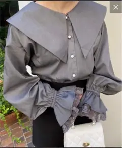 新品　ビックカラーブラウス　グレー