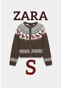 ZARA ジャカードニットカーディガン Sのサムネイル