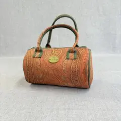 美品 ETRO エトロ ハンドバッグ ドラムバッグ ペイズリー ブラウン系