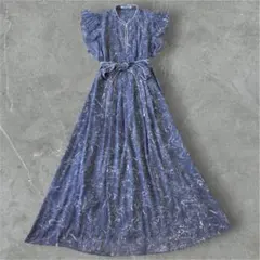 極美品✨SNIDEL マーブルフラワー柄ロングワンピース インナー付 マキシ丈M