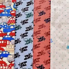 スムースニット&オックス 生地はぎれ(車・飛行機・ヨット柄)