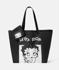 BettyBoop ベティちゃん トートバッグ 黒 ナイロン エコバッグ
