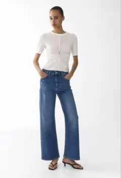 H&M❤️ワイドハイウエストデニム❤️デニムブルー❤️34サイズ