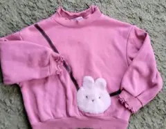 evercloset ウサキポケット付トレーナー　110cmパープルピンク裏起毛