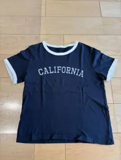 GU ロゴTシャツ CALIFORNIAプリント ネイビーTシャツ 半袖