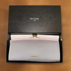 Paul Smith がま口長財布 グレー/ピンク 箱付き