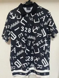 極美品 ムータマリンゴルフ 半袖モックネックシャツ ポロシャツ 白 総柄 L 6 美品 ムータマリンゴルフ 半袖モックネックシャツ ポロシャツ 白 総柄