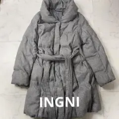 INGNI ダウンコート ロング M グレー ベルト付 フード 防寒 レディース