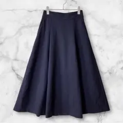 SLOBE IENA/ネイビーロングフレアスカート ポケット付き 36