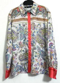 ZARA サテンプリントシャツ Sサイズ ペイズリー オレンジ