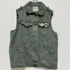 ドールドアップ ビジュー付 ミリタリー ベスト カーキ L 春夏 ドールズアップ