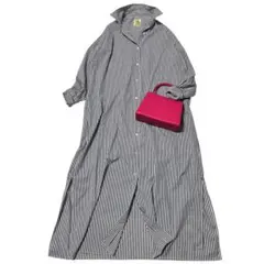 極美品　ジャーナルスタンダードレザージュ　ストライプシャツワンピース日本製フリー