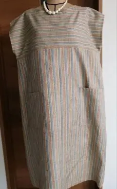 着物リメイク綿紬チュニックワンピース