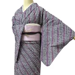 浴衣 本場有松鳴海絞り 夏物 夏 木綿 手縫い 裄65 S 中古 sn2016