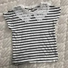 GLOBAL WORK 150 ストライプ半袖シャツ襟付き