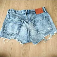 ライトブルー カットオフデニムショートパンツ