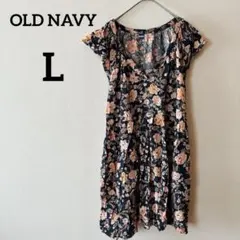 OLD NAVY 【L】花柄プリント Vネック フリル袖ワンピース