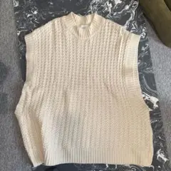 CLANE クラネ ケーブルニットベスト アイボリー ざっくり オーバーサイズ