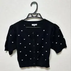 INGNI ハート柄半袖ニットカーディガン