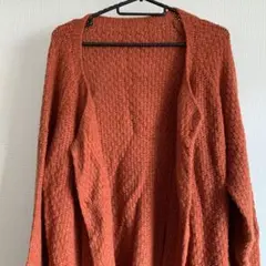オレンジ ニットカーディガン 長袖
