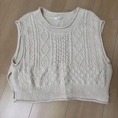 KHALITA ケーブルニットベスト アイボリー M