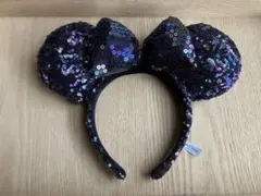 ミニーカチューシャ　スパンコール　ブラック&パープル
