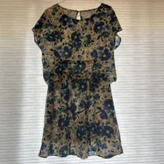 simplicité シンプリシテェ　花柄 半袖ひざ丈ワンピース