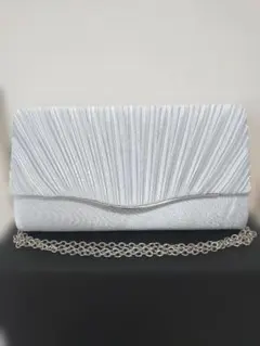 プリーツデザイン パーティーバッグ ショルダーチェーン付き