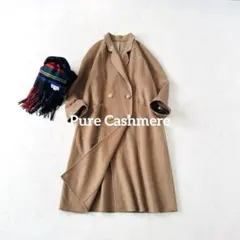 ヴィンテージ　カシミヤ100%　ダブルチェスターコート　キャメル　ロング　リバー