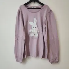 anyfamウサギプリント薄紫長袖カットソー