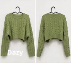 SHEIN Dazy ケーブルニット クロップド丈 グリーン