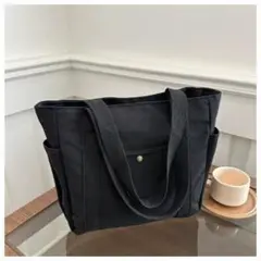 1419ブラック トートバッグ 大容量 軽量 マザーズバッグ 通勤 A4収納可