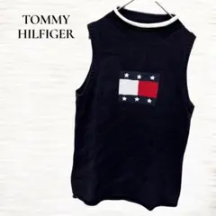 TOMMY HILFIGER/ニット/セーター/ノースリーブ/Ｓ/ロゴ/ネイビー