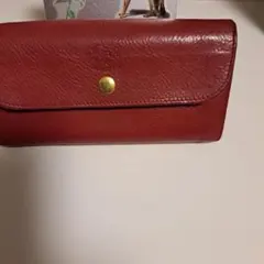 レザー 赤 長財布 カードスロット付き