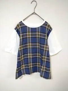 マッキントッシュフィロソフィー　Tシャツ　レディースM　切替デザイン　綿　麻のサムネイル