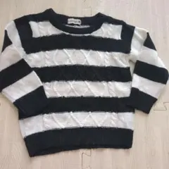 branshes 黒と白のストライプ ケーブルニットセーター ss95-100位