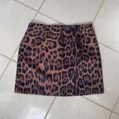 ヒョウ柄 タイトミニスカート ブラウン