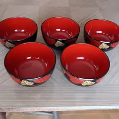 漆器 汁椀 5客セット 紅葉柄のサムネイル