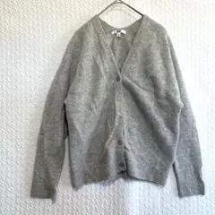 ユニクロ♦︎プレミアムラムVネックカーディガン グレー M 毛100%