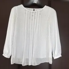 組曲　ホワイト ブラウス　七分袖　S2サイズ ビジュー付き