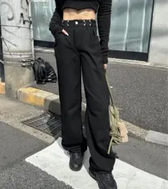 ハイウエスト ワイド ストレート デニム パンツ