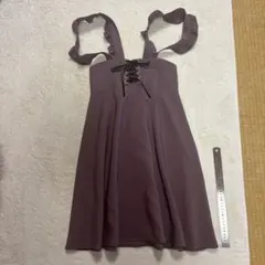 くすみパープル ワンピース ジャンパースカート　ジャンスカ