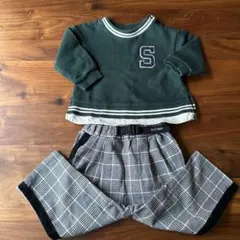 80サイズ　petit main トレーナー　チェック柄パンツ まとめ売り