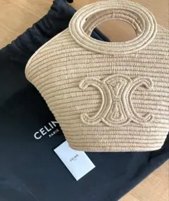 CELINE 現行品　セリーヌ　かご　プレーテッドパニエ ラフィア　カゴバッグのサムネイル