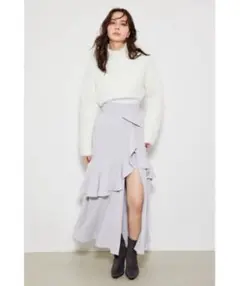 rienda フリルスリットハイウエストスコートショートパンツ