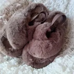 しまむら ファーサンダル ブラウン M クロスタイプ