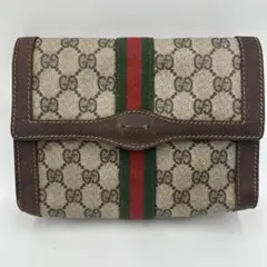 GUCCI グッチ シェリーライン PVC レザー ポーチ GG クラッチバッグ