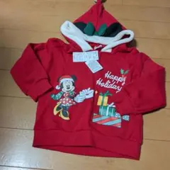 【新品未使用】ディズニー　ミニー　110cm クリスマス　パーカー　裏起毛フード