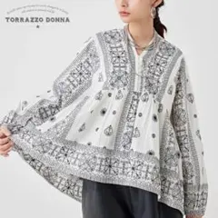 TORRAZZO DONNA 刺繍コットンブラウス ペプラムへム 長袖 Ｆのサムネイル