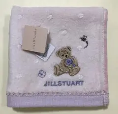 ⑦ジルスチュアート　タオルハンカチ　クマ　刺繍 ピンク